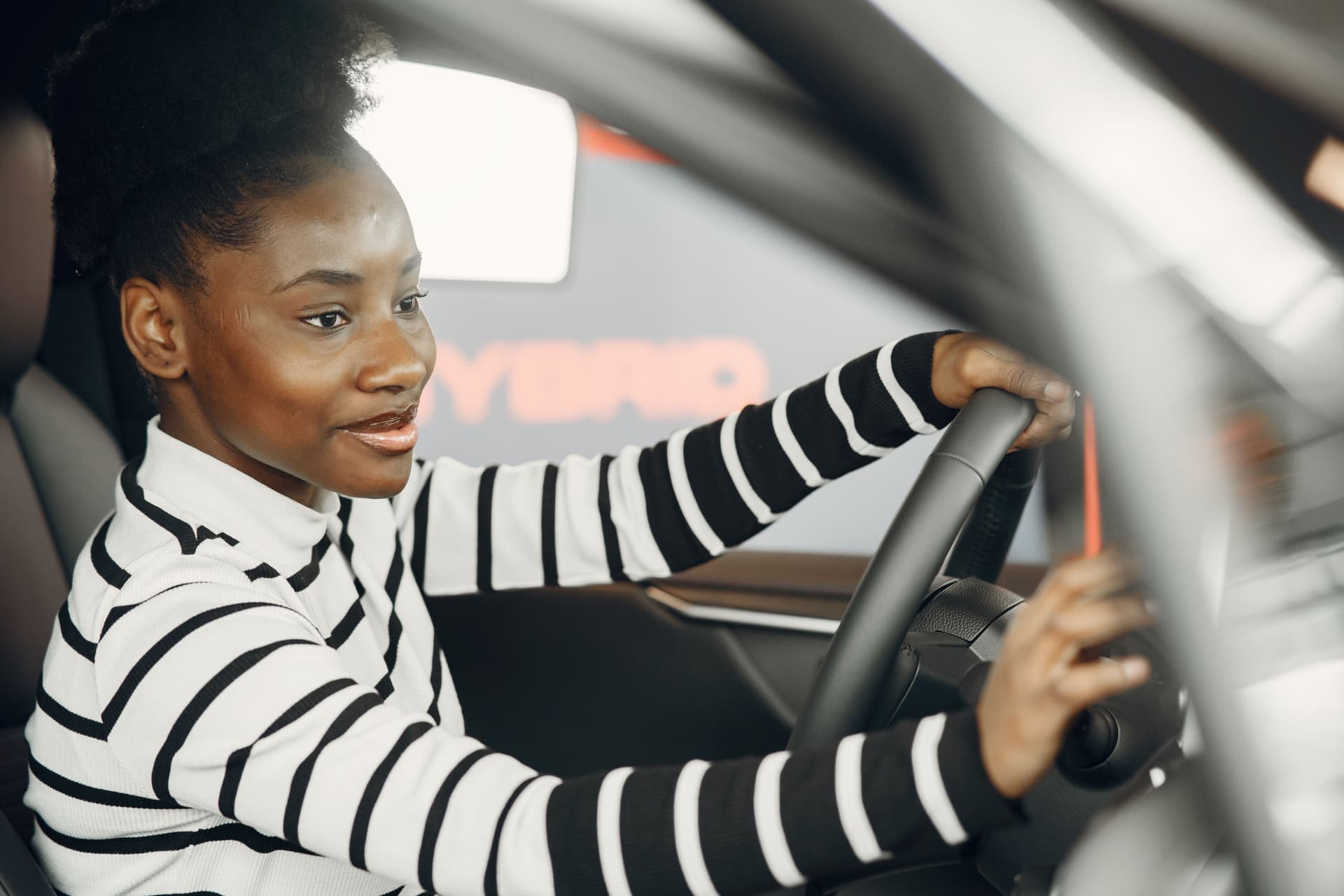 Woman driving a car